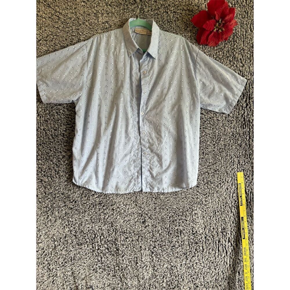 Matilda Jane Women's Plus Size 2XL Blue Floral Blouse Short Sleeve Casual